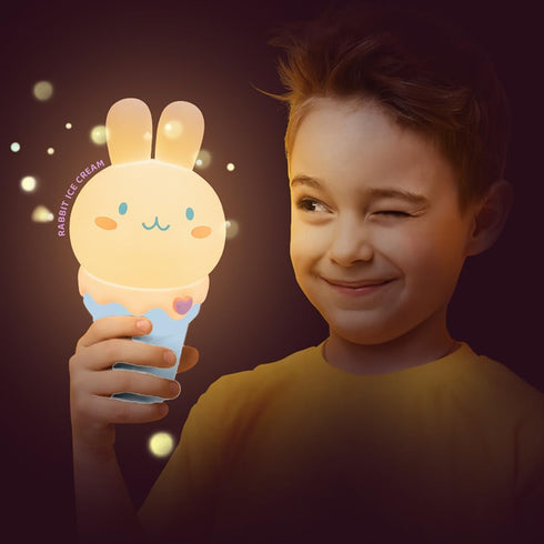 Lamp,Dimmable 15/30min Kawaii Bunny Night Light,Tap Control and USB Rechargeable Cute Rabbit Night Timer Nursery Lamp