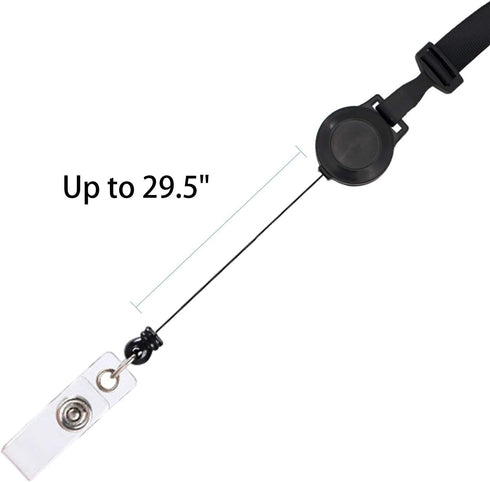 Retractable Breakaway Lanyard with ID Badge Holder, Adjustable Carabiner, Waterproof Zip Card Holder, Black 2 Pack