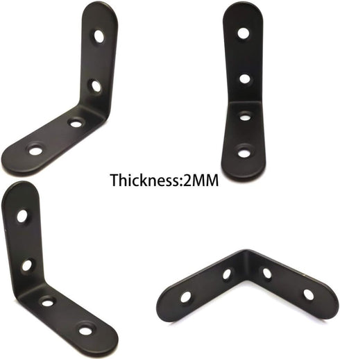 ZHome 505017MM 4Sets Stainless Steel L Shape Corner Bracket Wall Shelves Hanging Brace Joint Right Angle Bracket