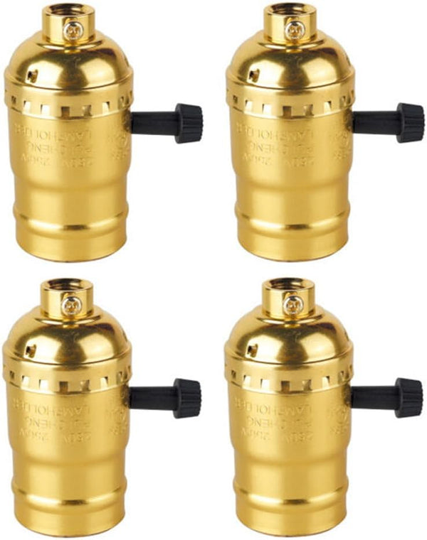 UCCKEYI 4pcs 3-Way Lamp Socket Replacement, UL Listed E26 Incandescent Lamp Holder for