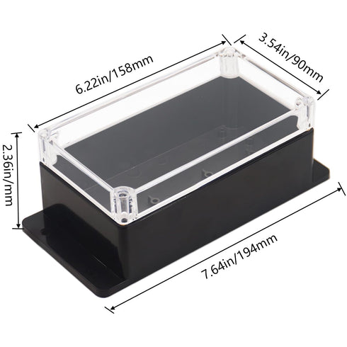 Junction Box IP65 Waterproof ABS Plastic Electrical Project Case with Clear Cover, Fixed Ear 6.22x3.54x2.36 inch (158 x