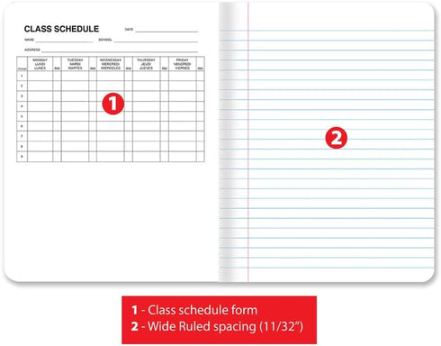 Better Office Products Composition Book Notebook, Hardcover, Wide Ruled, 100 Sheets, 9.75" x 7.5", Assorted Covers