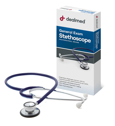 Dealmed General Exam Stethoscope, Professional Economy Dual-Head Medical Stethoscope with 32” Tubing