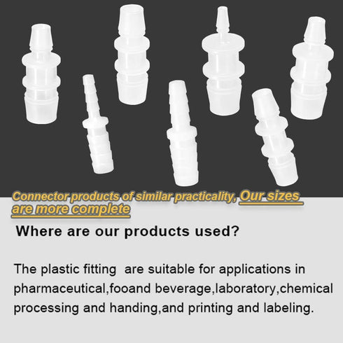 Feelers Plastic Hose Barb Reducer, 5/16" to 1/4" Barb Hose ID, Reducing Fitting for Coffee Maker & Aquarium