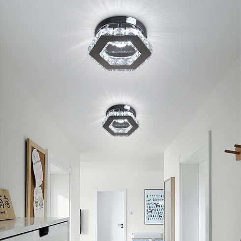 Mini Chandelier Crystal LED Ceiling Light Fixture Modern Pendant Lamp Semi Flush Mount Crystal Ceiling Lighting