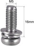 M5 x 16mm Stainless Steel Phillips Pan Head Machine Screws Bolts, uxcell, 5pcs with Spring Washer and Plain Washers