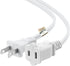 US AC Power Extension Cable Cord, SPT-2 16AWG/2C 125V 13A, 2-Prong Polarized Male to Female Extension Cord, 10 ft, White