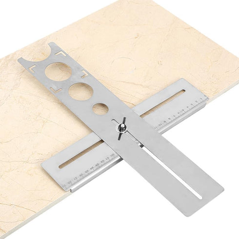Haofy Ceramic Tile Hole Locator, Adjustable Stainless Steel Tile Hole Locator Ruler Universal Drill Punch Measuring Tool Portable Jig