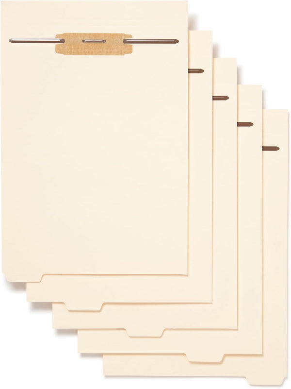 Smead Stackable Folder Dividers with Fasteners, 25 Count, Manila, Letter Size, Bottom 1/5-Cut Tab