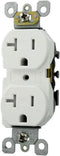 Leviton W5820-T0W Duplex Receptacle, Straight Blade, Residential Grade, Self Grounding, 20A Weather Resistant, White