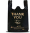 50 pcs Thank You Plastic Grocery Bags, Reusable T Shirt Bags for Store Shopping, Black