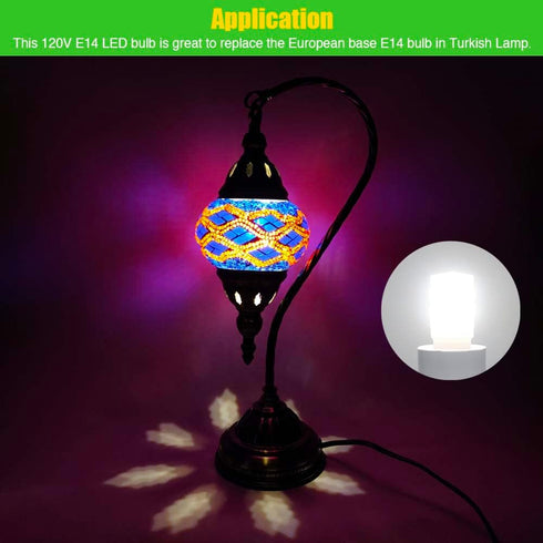 E14 LED Light Bulbs, European Base Refrigerator Bulb, 120V Daylight White 6000K, Non Dimmable, Pack of 2