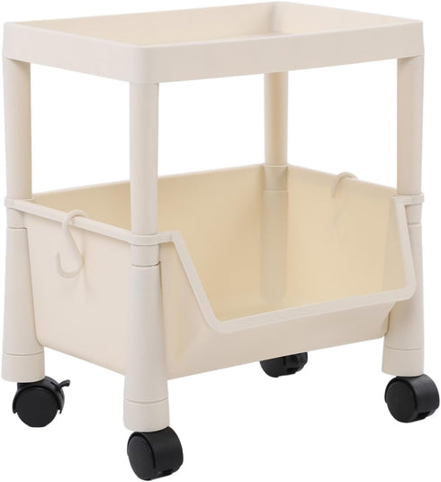 Compact Rolling Cart, Movable Storage Organizer, Mobile Utility Cart Kitchen Under Desk