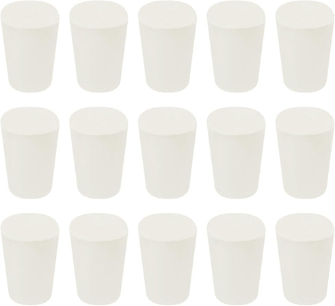 MECCANIXITY 15 Pieces Rubber Tapered Plug, 15mm to 21mm Solid Test Tubes Bungs Stopper White