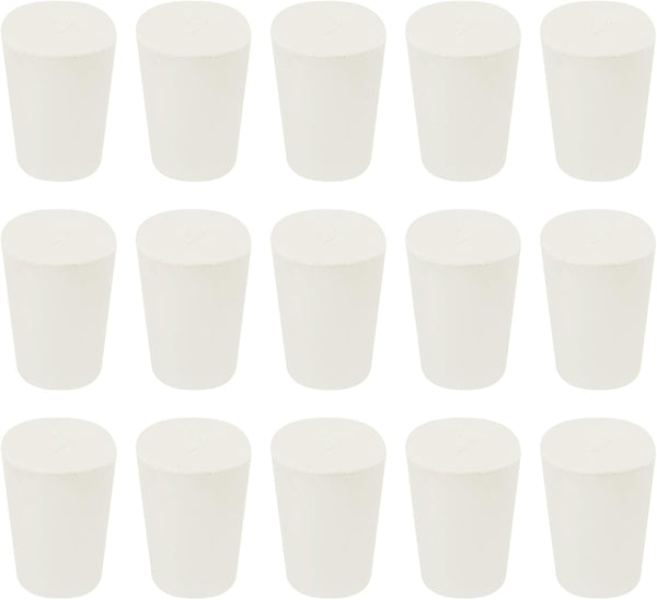 MECCANIXITY 15 Pieces Rubber Tapered Plug, 15mm to 21mm Solid Test Tubes Bungs Stopper White