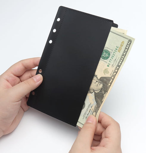 Black A6 Cash Envelopes, 12pcs Zippless Budget Binder Pocket with Index Divider and 2pcs Tabs Stickers for Cash Stuffing