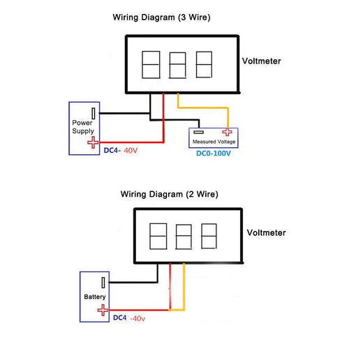 5pcs Mini Digital DC Voltmeter, 0.36 Inch 3-Wire LED Voltage Tester Meter, 0-100V, 5 Colours