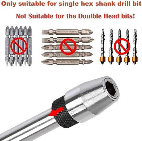 12 inch Quick Release Screwdriver Drill Bit Holder Extension Bar, 1/4" Hex Shank Socket