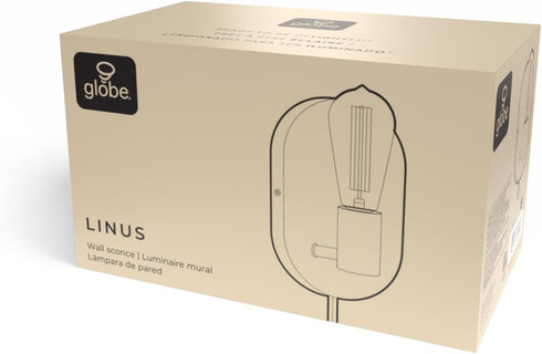 65000134 1-Light 6ft Globe Electric Plug-in or Hardwire Wall Sconce, Matte White, White Fabric Covered Cord, Inline