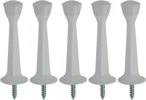 QCAA Rubber Tip Heavy Duty Solid Rigid Door Stop, 3", Zinc Die Cast, White, 5 Pack