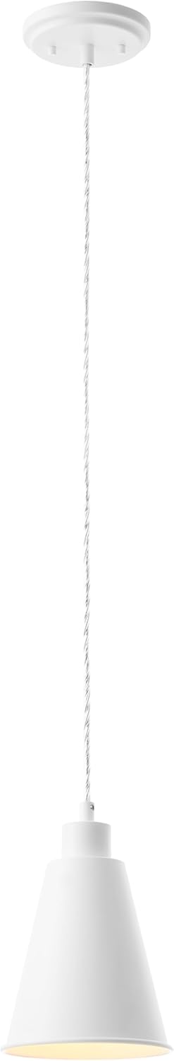 Aspen Creative 61180-23-1 Adjustable 1 Light Indoor Pendant, Alabaster White Finish, 6" W x