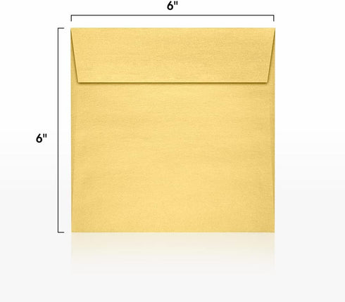 LUXPaper Square Invitation Envelopes | Gold Metallic | Peel & Press | 6" x 6" | 80lb. Text | 50 Qty