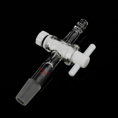 14/20 stonylab Glass Adapter, Borosilicate Glass Vacuum Flow Control Adapter with PTFE Stopcock, Joint and Straight
