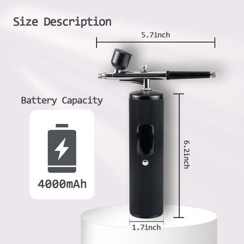 WRDOFH 48PSI 0.3mm Nozzle 4000mAh High-Pressure Airbrush Kit with Compressor, & Battery - Handheld Portable Spray Gun