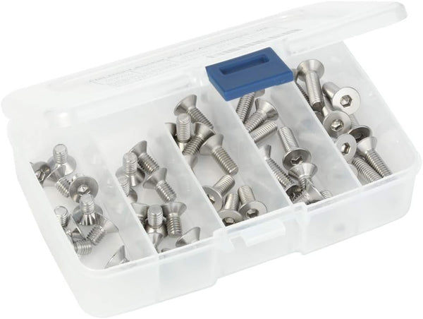 M6-1.0 Flat Head Socket Cap Screws, 10/12/16/20/25mm, Allen Socket Drive, Stainless Steel 18-8 (304), 50 PCS, DIN 7991