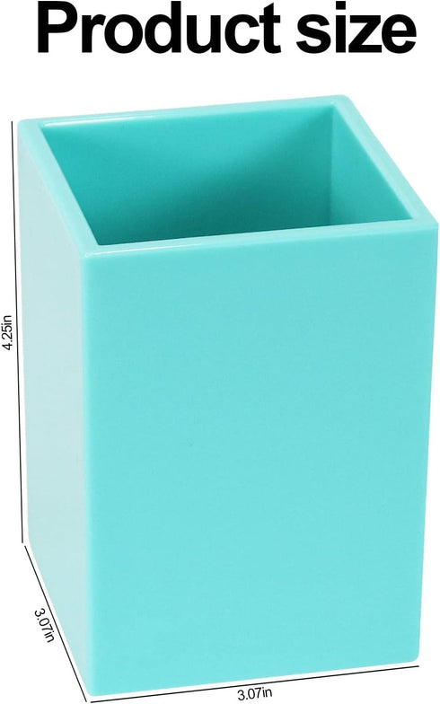 Koqye Teal Pen Holder, Decorative Acrylic Makeup Brush Holder, Desk Organizer for Home Office and School