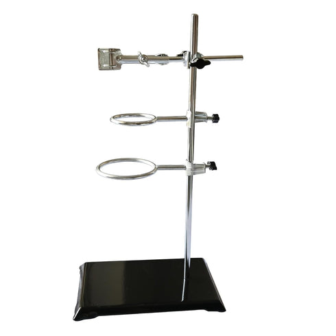 Laboratory Stands Support, 16" Lab Stand with Cast Iron Base, Ring Stand with Burette Clamp and Flask Ring Clamps