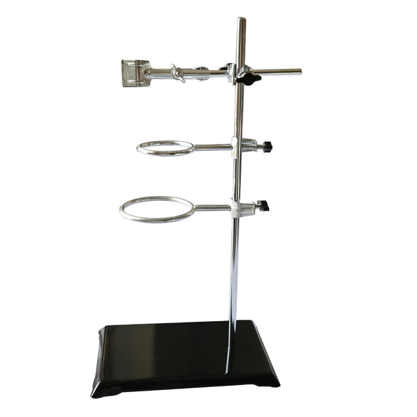 Laboratory Stands Support, 16" Lab Stand with Cast Iron Base, Ring Stand with Burette Clamp and Flask Ring Clamps