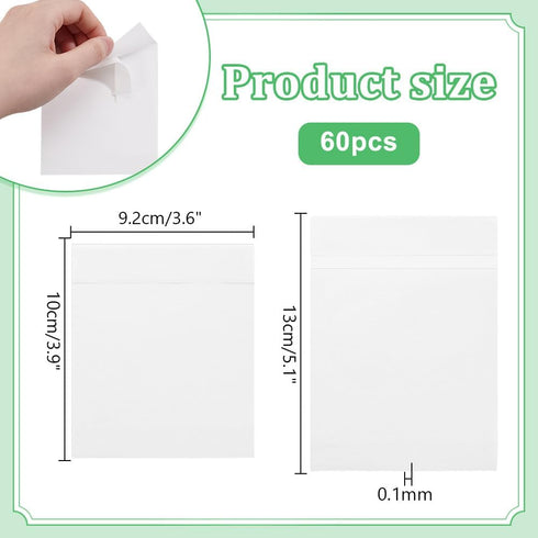 PH PandaHall 60Pcs Self Seal Glassine Bags, Waxed Paper Storage Bags for Cookies, Candy, Snacks, Gift Favors