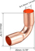 uxcell 2pcs 6.35mm ID 90 Degree Copper Elbow Short-Turn Copper Pipe Fitting Connector for Plumbing