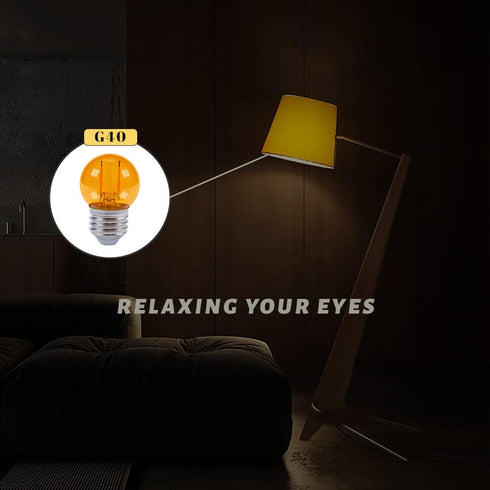 G40 Small Amber LED Edison Bulbs, 2000K 2W-15W Equivalent, E26 Base, Soft Warm Light for Healthy Sleep, 4 Pack