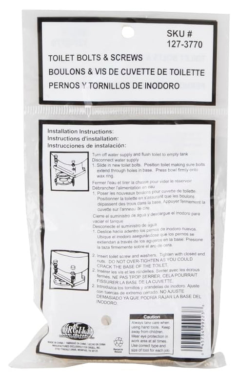 Rocky Mountain Goods Toilet Floor Bolt and Screw Kit, Complete Install Kit to Securely Fasten Toilet Bowl