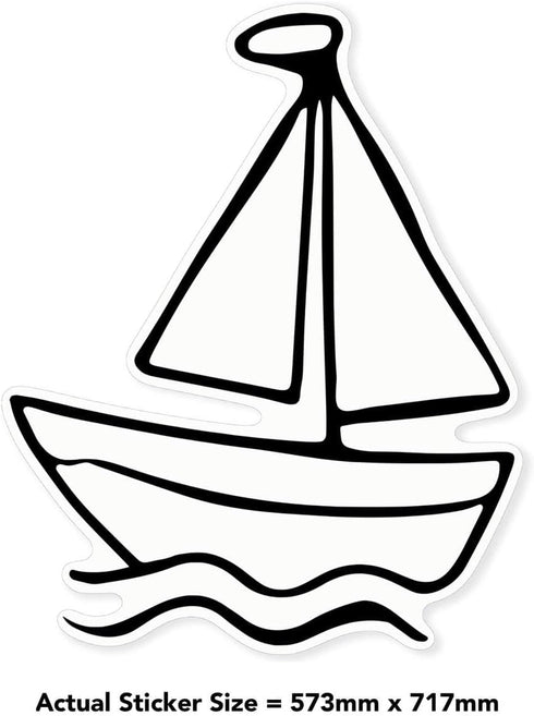 Azeeda (720mm) (DW00172160) 'Sail Boat Toy' White Premium Vinyl Decal Sticker Waterproof, Durable & Easy to Apply