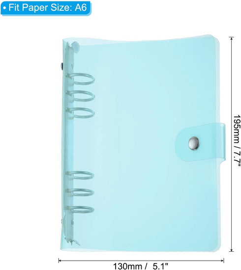 PATIKIL A6 Clear Binder Cover, Soft PVC Loose Leaf Binder Protector Refillable Notebook Shell with Snap Button Closure for DIY Meeting Notebook Folder, Blue by PATIKIL