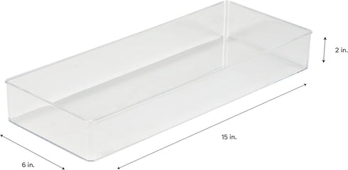 Simplify Long Rectangular Drawer Organizer, Multi-Purpose for Jewelry, Cosmetics, Desk Accessories, Super Clear
