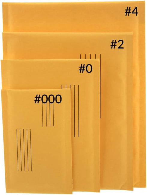 Kraft Bubble Mailers #0 Size - 6"Wx9.25"L Self Seal Closure Padded Cushion Shipping Envelopes Paper Bag 4PC