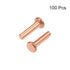 uxcell 100Pcs Copper Solid Rivets, 5/64" x 5/16" Flat Head Metal Fasteners for Electrical Applications, Leather Working