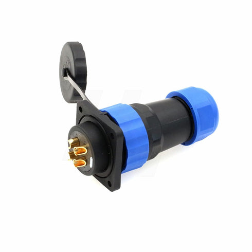 HangTon HE29 4 Pin Connector Industrial Waterproof IP68 Circular Plastic Male Female Wire Plug Panel Socket, High Power