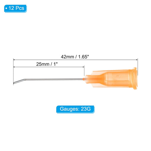 PATIKIL Blunt Tip Dispensing Needles 23G, 12 Pcs 1 Inch Industrial Liquid Dispenser Needle with Lure Lock for Refilling Liquid Ink Adhesive Glue, Orange