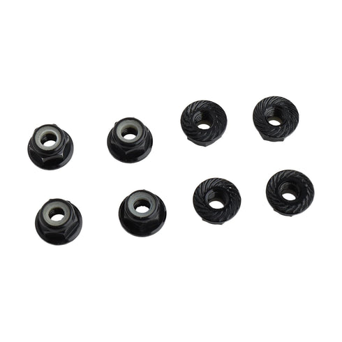 8PCS Flange M4 Lock Nuts, Serrated Nylon Self-Tightening Aluminum M4 Wheel Hardware for Axial HPI TLR ECX RC Car