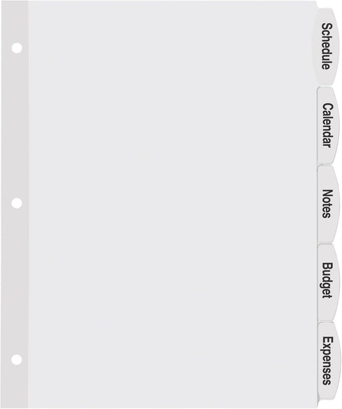 Avery Big Tab Printable White Label Dividers, 5 Tabs, 4 Sets with Easy Peel (14432)