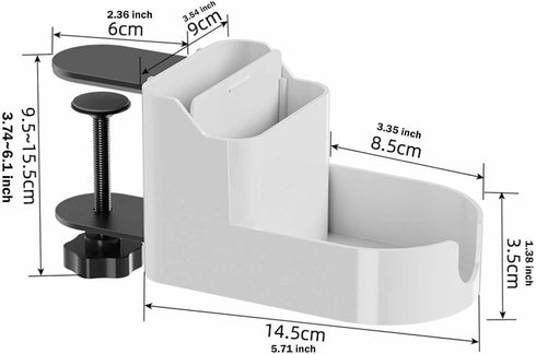 SiaBiced Desk Side Storage Organizer Easy Installation Table Clamp Box Stand Multi Purpose Desk Side Clamp for Home