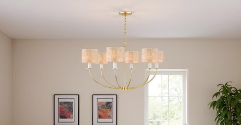 Aspen Creative 50502 5" 5" 4" Natural Palm Leaf Chandelier Clip-On Drum Shade, Top x Bottom x Height