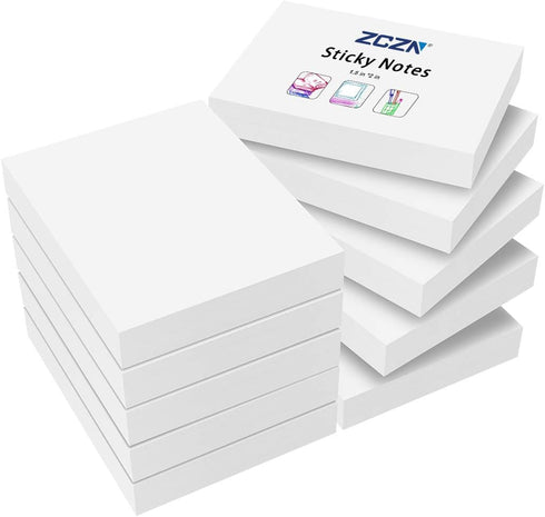 ZCZN Small Sticky Notes, 1.5in x 2in, 100 Sheets/Pad, 10 Pads/Pack, White