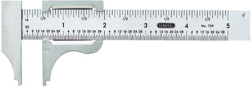 General Tools Slide Caliper #729, 0 to 4-Inch Range, Inside and Outside Measurement