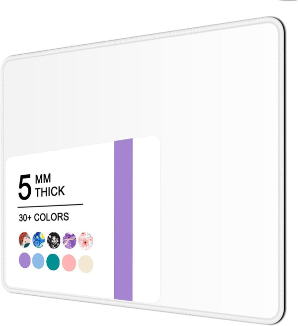Mouse Pad - 30% Thicker White Computer Mousepad, Anti-Slip Rubber Mat for Gaming and Office (8 x 10 Inch)